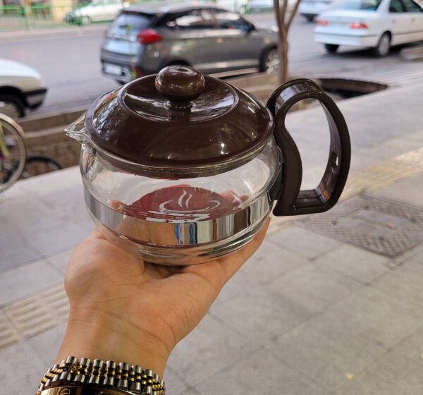 قوری پیرکس دسته دار درب قهوه ای - تصویر 3