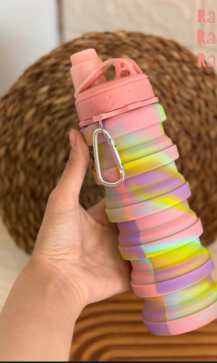 بطری تاشو سیلیکونی رنگی-قمقمه تاشو ضد نشت - تصویر 2