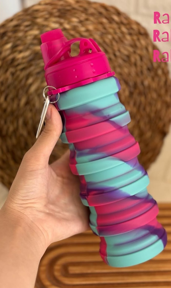 بطری تاشو سیلیکونی رنگی-قمقمه تاشو ضد نشت - تصویر 3