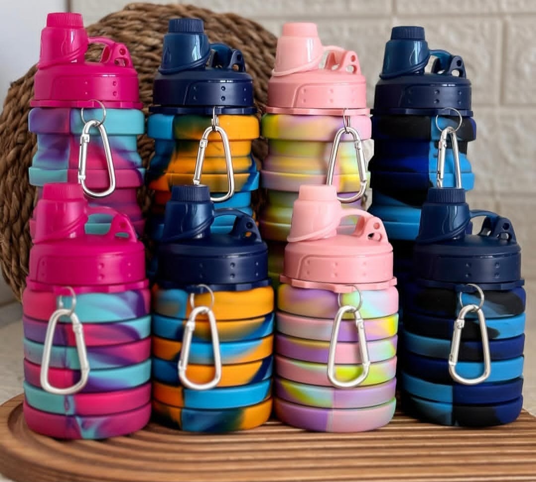 بطری تاشو سیلیکونی رنگی-قمقمه تاشو ضد نشت - تصویر 4